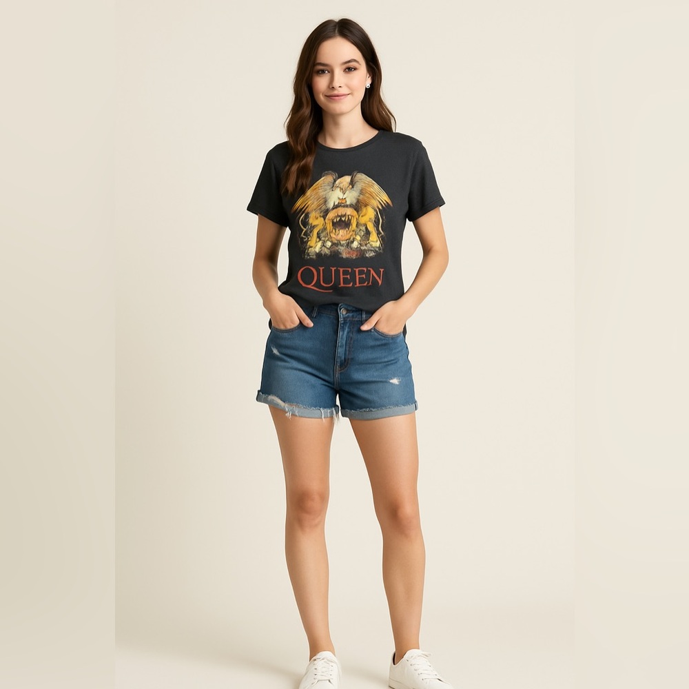 Queen Ripped Black Band T Shirt Sz S